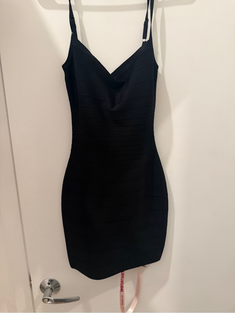 House of CB Black Spaghetti-Strap Bandage Mini Dress